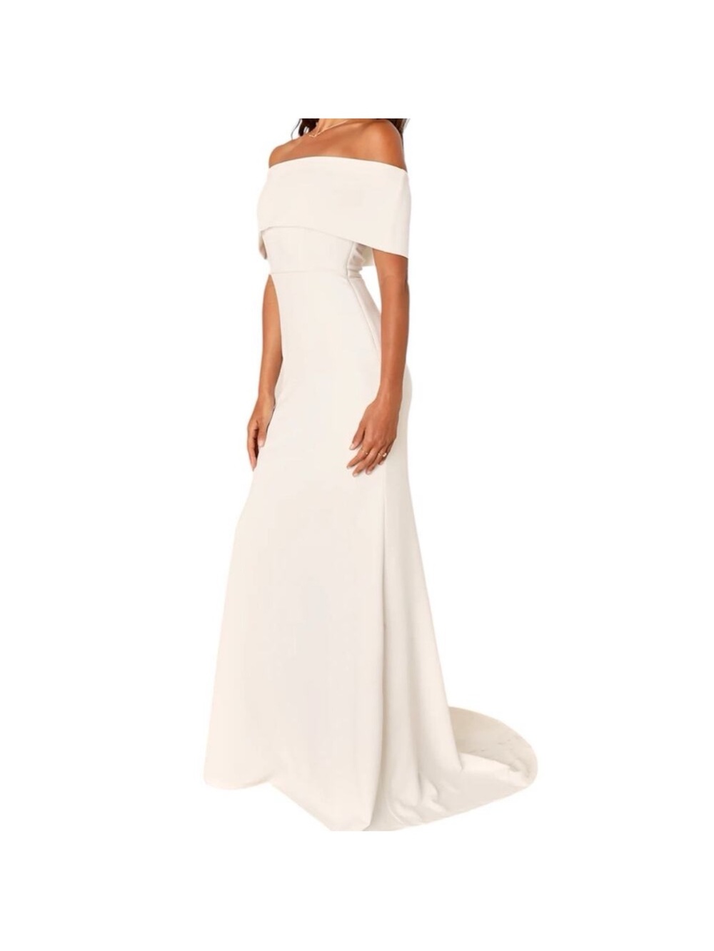 NWT - Lulus Exceptional Romance White Off-the-Shoulder Mermaid Maxi Dress